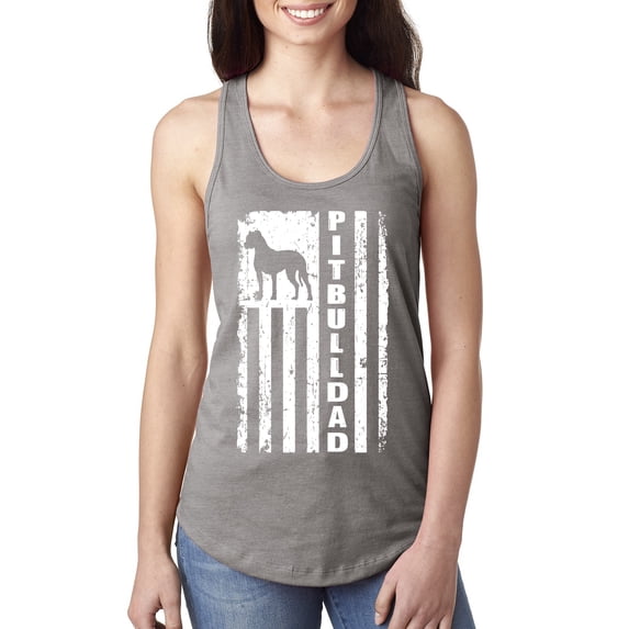 Wild Bobby, Pitbull Dad Dog Dag Funny Gift | Womens Dog Lover Jersey Racerback Tank Top, Heather Grey, Small