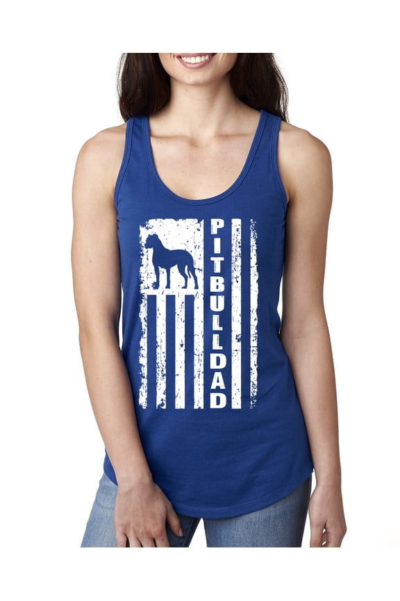 , Pitbull Dad Dog Dag Funny Gift | Womens Dog Lover Jersey Racerback Tank Top, Royal, Large