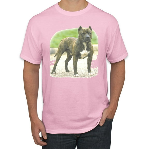 Wild Bobby, Pitbull Dog Animal Pet Lover, Dog Lover, Men's Graphic Tees, Light Pink, Small