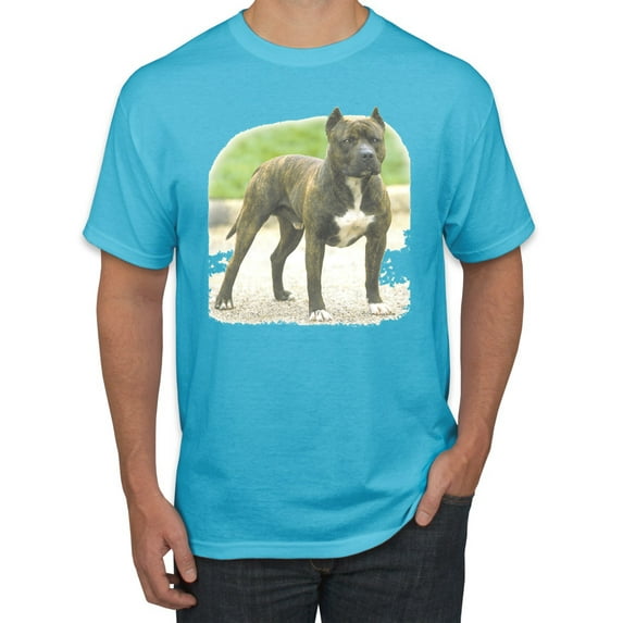 Wild Bobby, Pitbull Dog Animal Pet Lover, Dog Lover, Men's Graphic Tees, Light Turquoise, X-Large