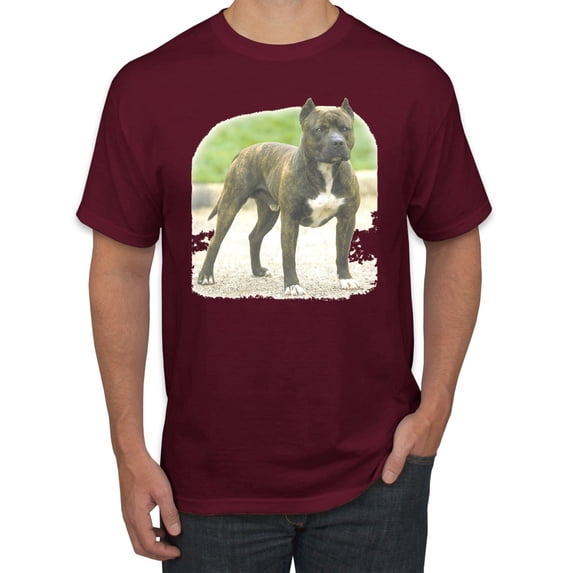 Wild Bobby, Pitbull Dog Animal Pet Lover, Dog Lover, Men's Graphic Tees, Maroon, X-Large