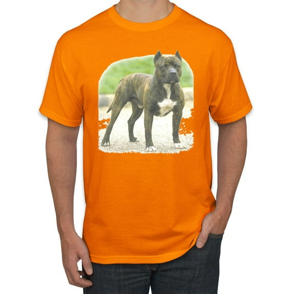 Wild Bobby, Pitbull Dog Animal Pet Lover, Dog Lover, Men's Graphic Tees, Orange, X-Large