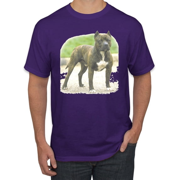 Wild Bobby, Pitbull Dog Animal Pet Lover, Dog Lover, Men's Graphic Tees, Purple, Medium