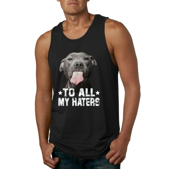 Wild Bobby, Pitbull to all the Haters Funny, Animal Lover, Men Graphic Tank Top, Black, Small
