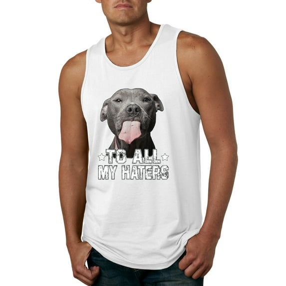 Wild Bobby, Pitbull to all the Haters Funny, Animal Lover, Men Graphic Tank Top, White, Small