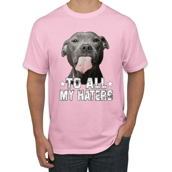 Wild Bobby, Pitbull to all the Haters Funny, Animal Lover, Men Graphic Tee, Light Pink, 5X-Large