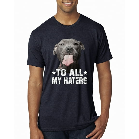 Wild Bobby, Pitbull to all the Haters Funny, Animal Lover, Men Premium Tri Blend Tee, Vintage Navy, Small