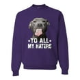 thumbnail image 1 of Wild Bobby, Pitbull to all the Haters Funny, Animal Lover, Unisex Crewneck Graphic Sweatshirt, Purple, X-Large, 1 of 4