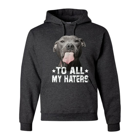 Wild Bobby, Pitbull to all the Haters Funny, Animal Lover, Unisex Graphic Hoodie Sweatshirt, Heather Black, X-Large