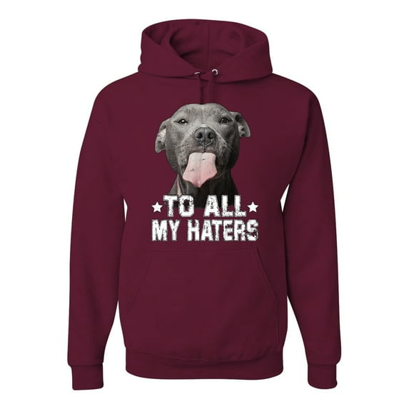 Wild Bobby, Pitbull to all the Haters Funny, Animal Lover, Unisex Graphic Hoodie Sweatshirt, Maroon, Large