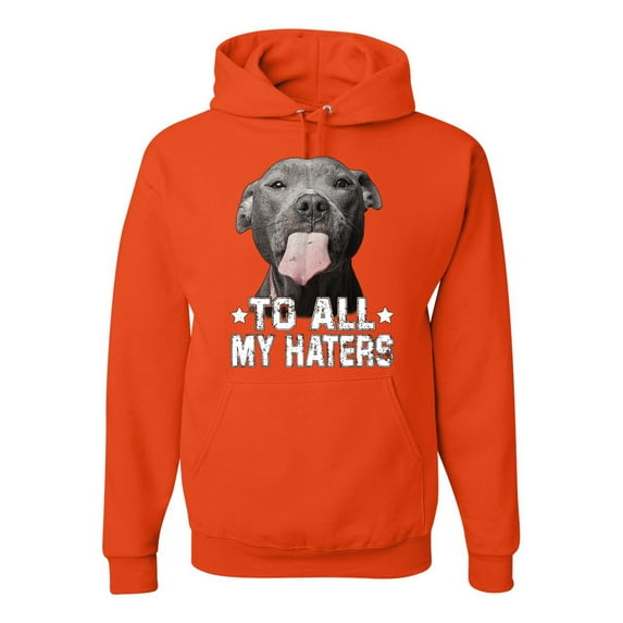 Wild Bobby, Pitbull to all the Haters Funny, Animal Lover, Unisex Graphic Hoodie Sweatshirt, Orange, XX-Large
