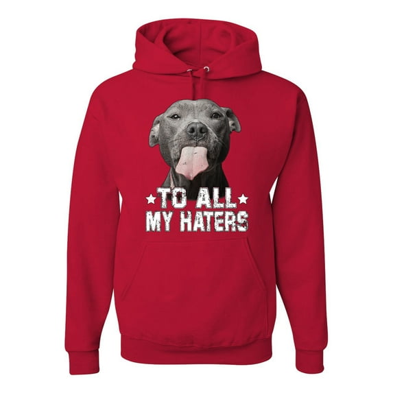 Wild Bobby, Pitbull to all the Haters Funny, Animal Lover, Unisex Graphic Hoodie Sweatshirt, Red, XX-Large