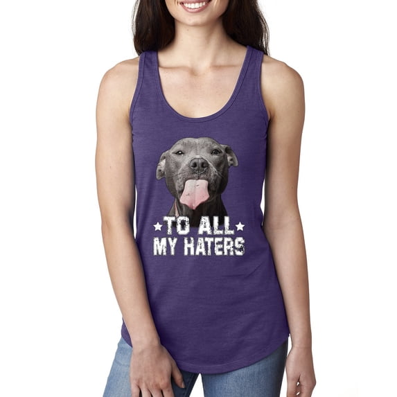 Wild Bobby, Pitbull to all the Haters Funny, Animal Lover, Women Racerback Tank Top, Purple Rush, X-Large