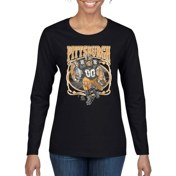 Wild Bobby, Pittsburgh Fan | Pit Fantasy Football ,Sports, Women Graphic Long Sleeve Tee, Black, Medium
