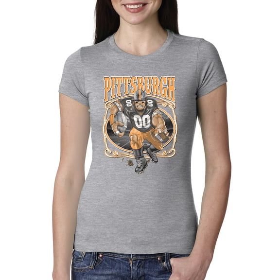 Wild Bobby, Pittsburgh Fan | Pit Fantasy Football ,Sports, Women Slim Fit Junior Tee, Heather Grey, Medium