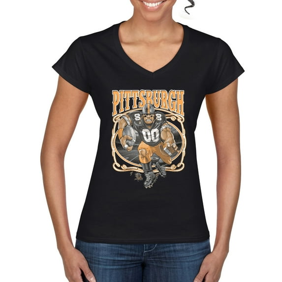 Wild Bobby, Pittsburgh Fan | Pit Fantasy Football ,Sports, Women Standard V-Neck Tee, Black, Small
