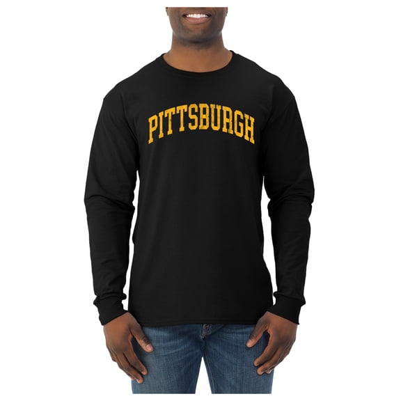 Wild Bobby Pittsburgh PIT American Football Cities | Classic Varsity College Style Fantasy Fan, Trendy Team Streetwear Sports Mens Long Sleeve Shirt