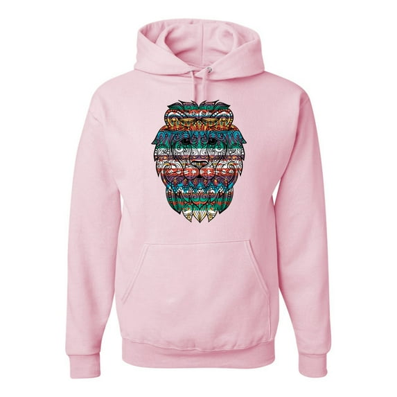 Wild Bobby, Plaid Paisley Retro Vintage African Lion Animal Lover Graphic Hoodie Sweatshirt, Light Pink, 3XL