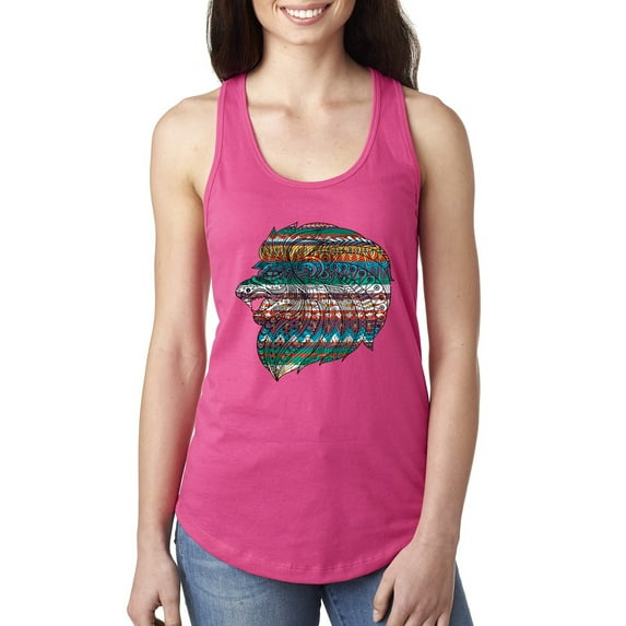 Wild Bobby, Plaid Paisley Retro Vintage Animal Animal Lover Ladies Racerback Tank Top, Raspberry, X-Large
