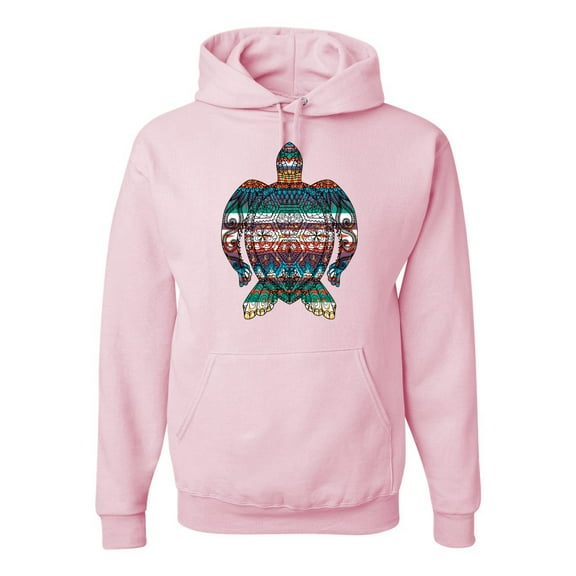 Wild Bobby, Plaid Paisley Retro Vintage Turtle Animal Lover Graphic Hoodie Sweatshirt, Light Pink, Medium