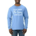thumbnail image 1 of Wild Bobby Plot Twist He Lives Luke 24:23 Inspirational/Christian Men Long Sleeve Shirt, Light Blue, X-Large, 1 of 5