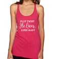 thumbnail image 1 of Wild Bobby Plot Twist He Lives Luke 24:23 Inspirational/Christian Women Tri-Blend Racerback Tank Top, Shocking Pink, Large, 1 of 5