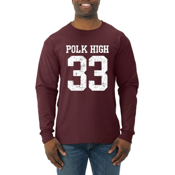 Wild Bobby, Polk High Bundy 33 Married with Children Fan, Pop Culture, Men Long Sleeve Shirt, Maroon, 3X-Large