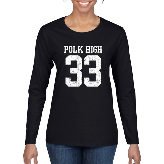 Wild Bobby, Polk High Bundy 33 Married with Children Fan, Pop Culture, Women Graphic Long Sleeve Tee, Black, Small