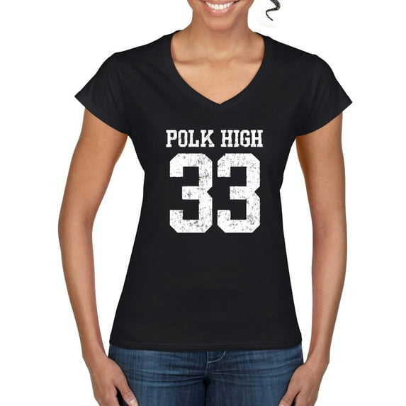 Wild Bobby, Polk High Bundy 33 Married with Children Fan, Pop Culture, Women Standard V-Neck Tee, Black, Small