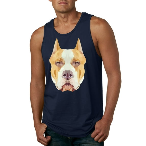 Wild Bobby, Polygonal American Staffordshire Terrier, Dog Lover, Men Graphic Tank Top, Navy, Small