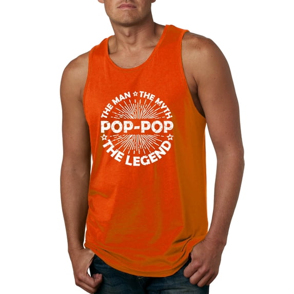 Wild Bobby, Pop-Pop Man Myth Legend Funny Dad Uncle Papa Granpa Dad Gift, Father's Day, Men Graphic Tank Top, Orange, XX-Large