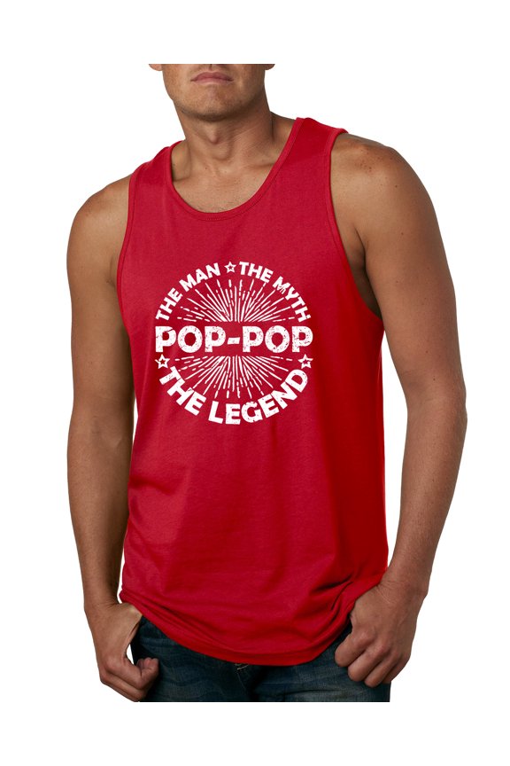 , Pop-Pop Man Myth Legend Funny Dad Uncle Papa Granpa Dad Gift, Father's Day, Men Graphic Tank Top, Red, Large
