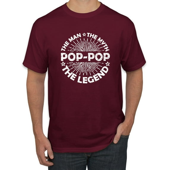 Wild Bobby, Pop-Pop Man Myth Legend Funny Dad Uncle Papa Granpa Dad Gift, Father's Day, Men Graphic Tee, Maroon, 5X-Large