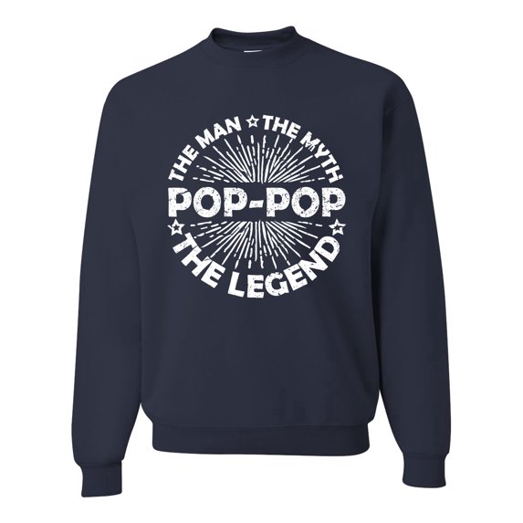 Wild Bobby, Pop-Pop Man Myth Legend Funny Dad Uncle Papa Granpa Dad Gift, Father's Day, Unisex Crewneck Graphic Sweatshirt, Navy, XX-Large