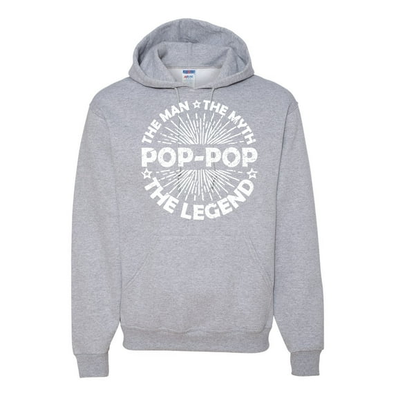 Wild Bobby, Pop-Pop Man Myth Legend Funny Dad Uncle Papa Granpa Dad Gift, Father's Day, Unisex Graphic Hoodie Sweatshirt, Heather Grey, X-Large