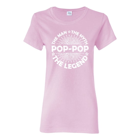 Wild Bobby, Pop-Pop Man Myth Legend Funny Dad Uncle Papa Granpa Dad Gift, Father's Day, Women Graphic Tee, Light Pink, Small