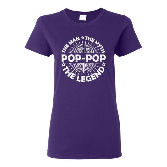 Wild Bobby, Pop-Pop Man Myth Legend Funny Dad Uncle Papa Granpa Dad Gift, Father's Day, Women Graphic Tee, Purple, X-Large