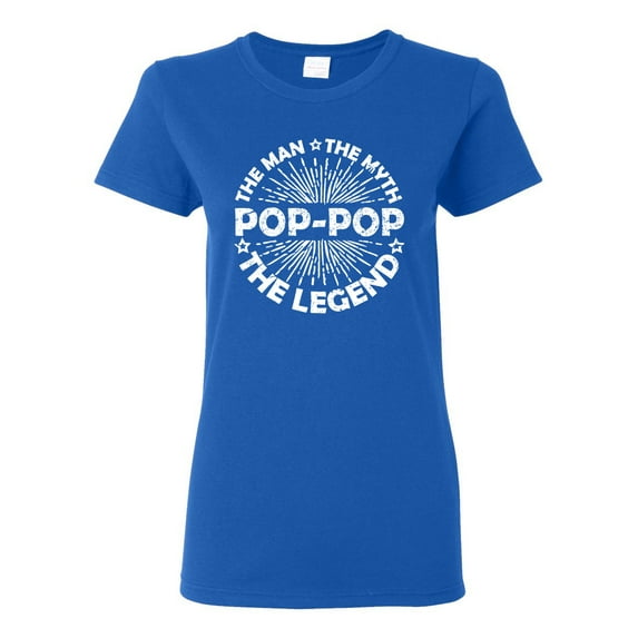 Wild Bobby, Pop-Pop Man Myth Legend Funny Dad Uncle Papa Granpa Dad Gift, Father's Day, Women Graphic Tee, Royal, 3X-Large