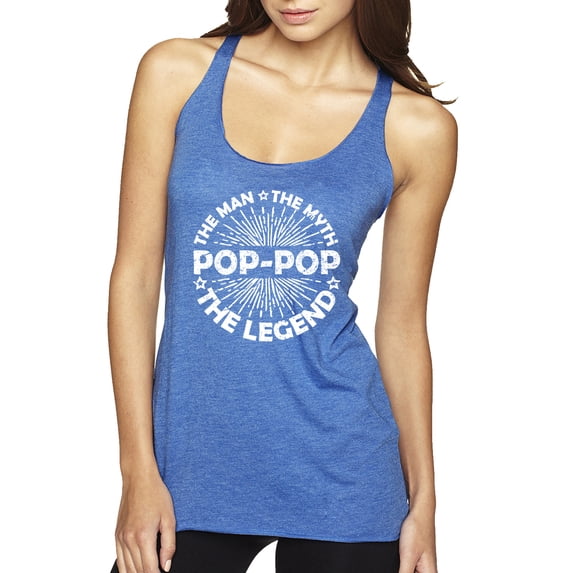 Wild Bobby, Pop-Pop Man Myth Legend Funny Dad Uncle Papa Granpa Dad Gift, Father's Day, Women Tri-Blend Racerback Tank Top, Vintage Royal, Medium