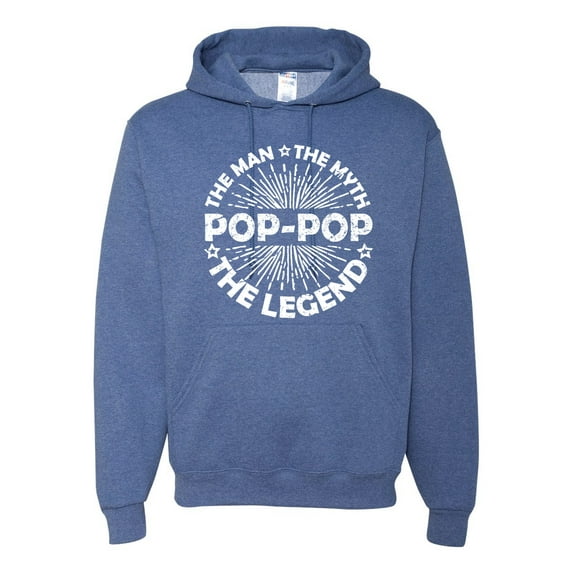 Wild Bobby, Pop-Pop Man Myth Legend Funny Dad Uncle Papa Granpa Dad Gift, Father's Day, Unisex Graphic Hoodie Sweatshirt, Vintage Heather Blue, Medium