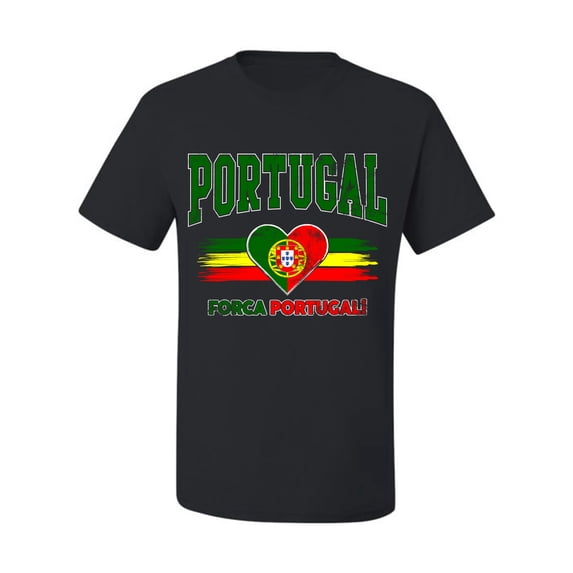 Wild Bobby Portugal Flag Heart Forca Portugal Graphic | Women's Novelty T-Shirt | Soccer Football Fan Game Day Gift for Her Unisex Men Tee