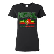 Wild Bobby Portugal Flag Heart Forca Portugal Graphic | Womens Novelty T-Shirt | Soccer Football Fan Game Day Gift for Her Women Graphic Tee