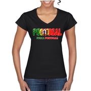 Wild Bobby Portugal Flag Pride Graphic Forca Portugal | Unisex Novelty T-Shirt | Soccer Football Fan Gift for Men Women Standard V-Neck Tee