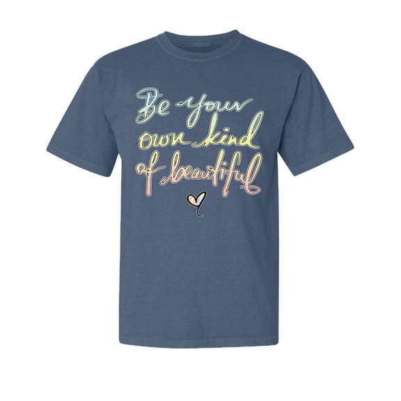 Wild Bobby,Positivity Saying, Streetwear, Garment-Dyed Washed Look Short Sleeve T-Shirt, Navy, X-Large