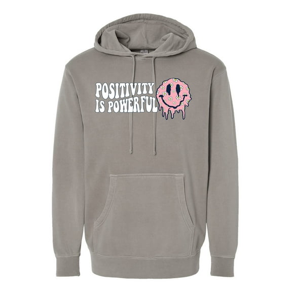 Wild Bobby Positivity is Powerful Streetwear Unisex Pigment Dyed Hooded Sweatshirt