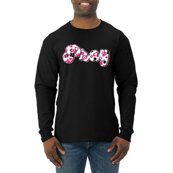 Wild Bobby, Pray Bubble Letters Inspirational/Christian Men Long Sleeve Shirt, Black, Small