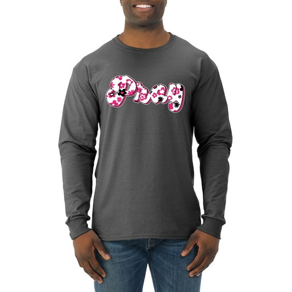 Wild Bobby, Pray Bubble Letters Inspirational/Christian Men Long Sleeve Shirt, Heather Black, Small