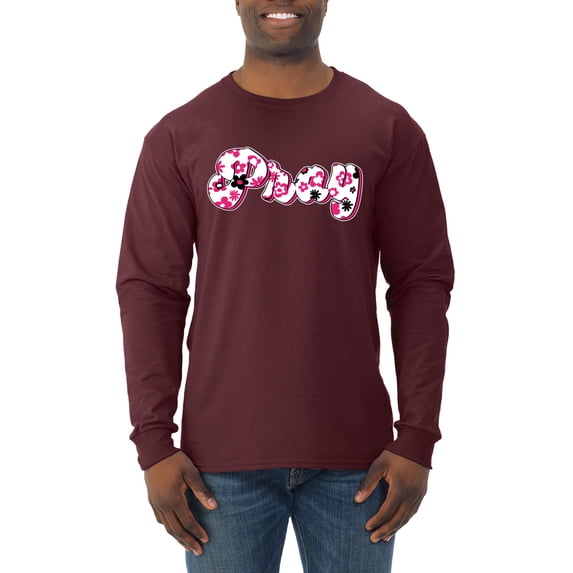 Wild Bobby, Pray Bubble Letters Inspirational/Christian Men Long Sleeve Shirt, Maroon, XX-Large