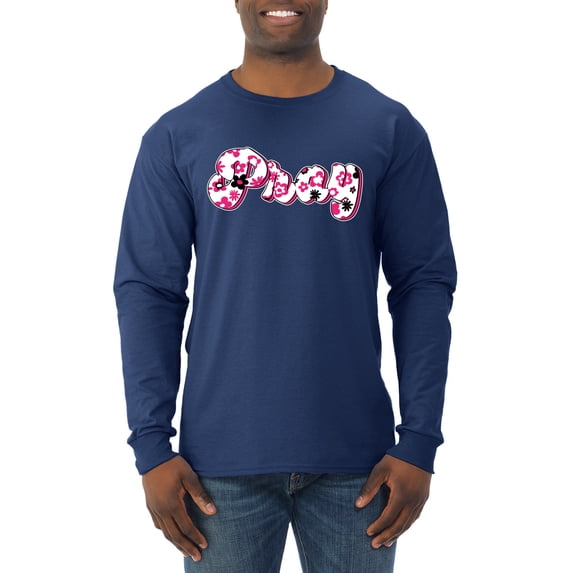 Wild Bobby, Pray Bubble Letters Inspirational/Christian Men Long Sleeve Shirt, Navy, X-Large