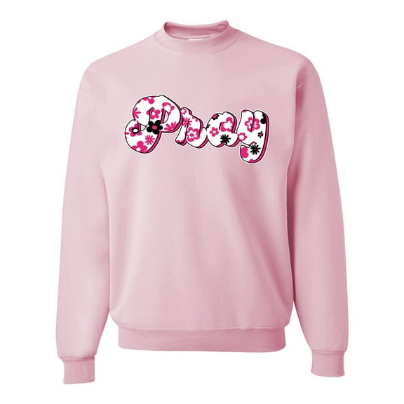 Wild Bobby, Pray Bubble Letters Inspirational/Christian Unisex Crewneck Graphic Sweatshirt, Light Pink, Small